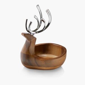 NAMBE Chrome & Acacia Wood Deer Dish